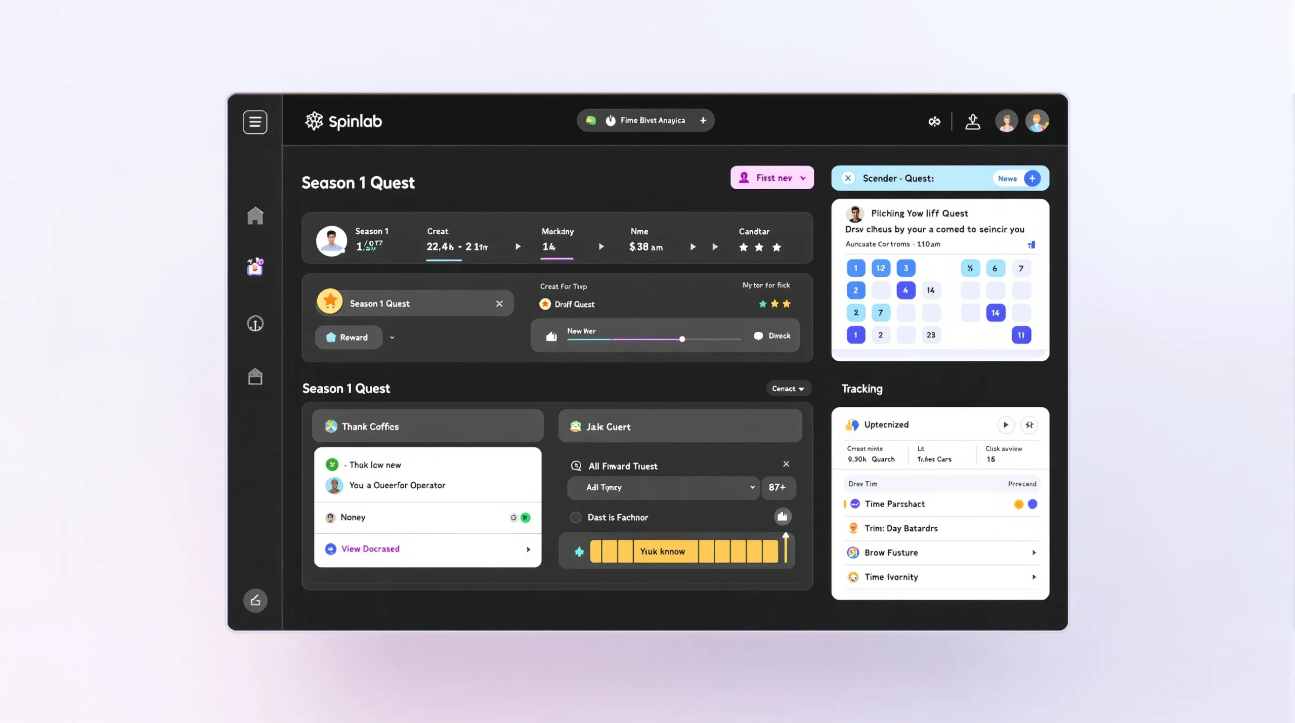 A dashboard mock-up of Spinlab's back-office showing a drag-and-drop interface where an operator creates a