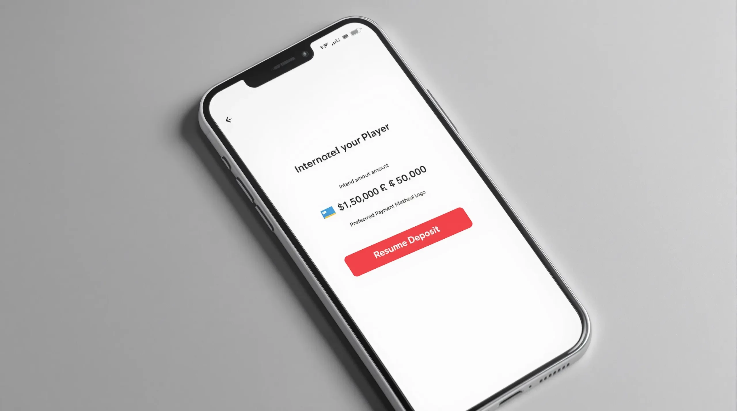 An email mock-up displayed on a smartphone, showing a personalized reminder with the player’s intended deposit amount, preferred payment method logo, and a bright “Resume Deposit” button.