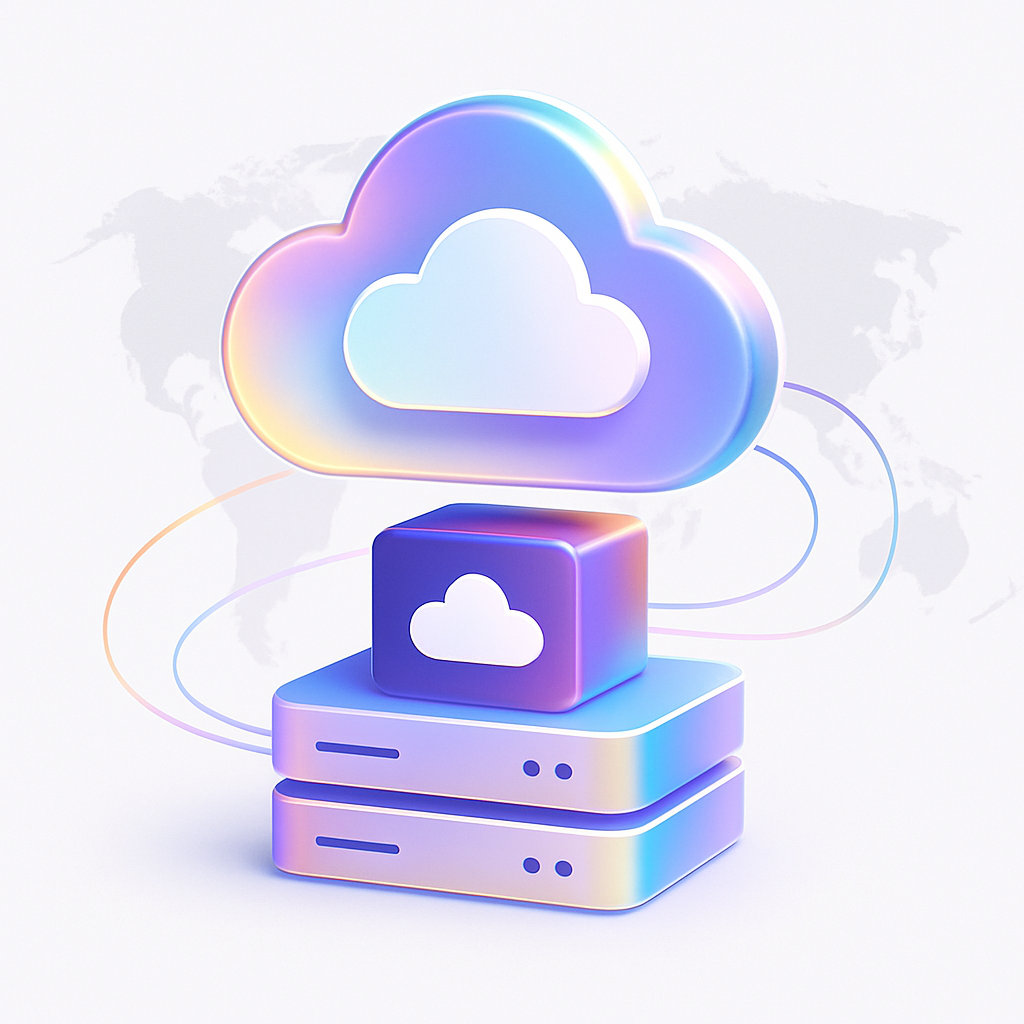 Cloud hosting and server infrastructure illustration for the SpinLab casino platform
